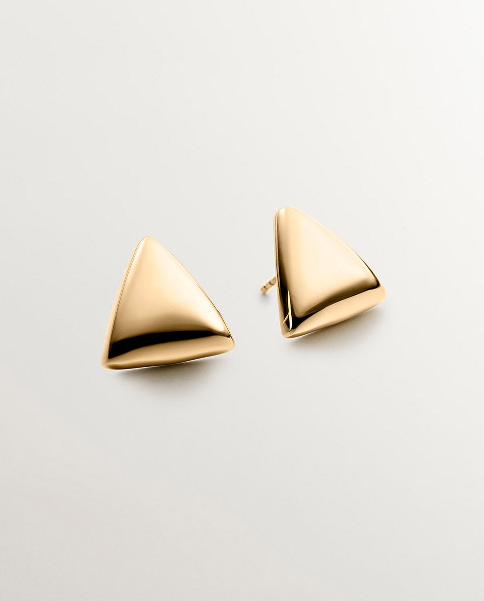 Brincos de Prata Banhada em Ouro com Forma Triangular Ouro-3