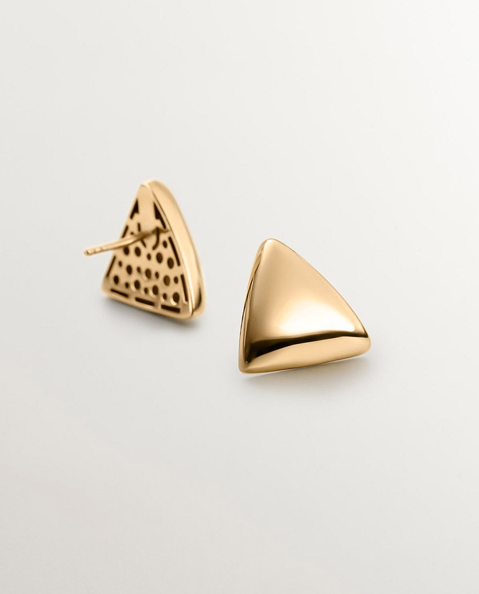 Brincos de Prata Banhada em Ouro com Forma Triangular Ouro-5
