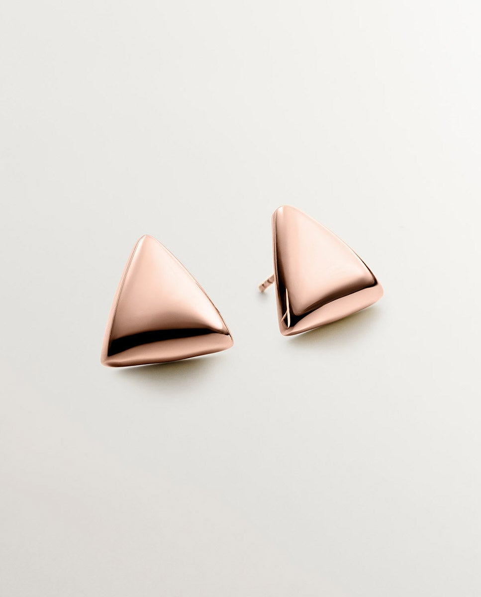 Brincos de Prata 925 Banhada em Ouro Rosa de 18k com Forma Triangular Rosa-2
