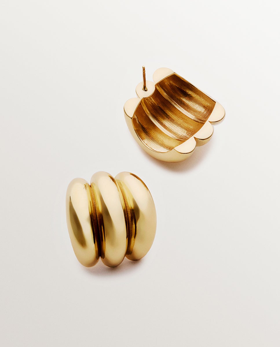 Brincos de Argola Tripla de Prata 925 Banhada em Ouro Amarelo de 18k Ouro-3