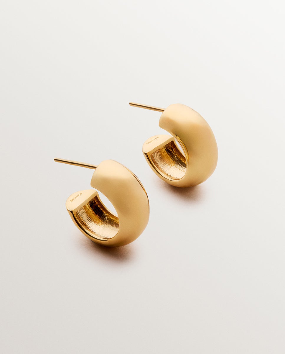 Brincos de Argola Pequenos de Prata 925 Banhada a Ouro Amarelo de 18k Ouro-1