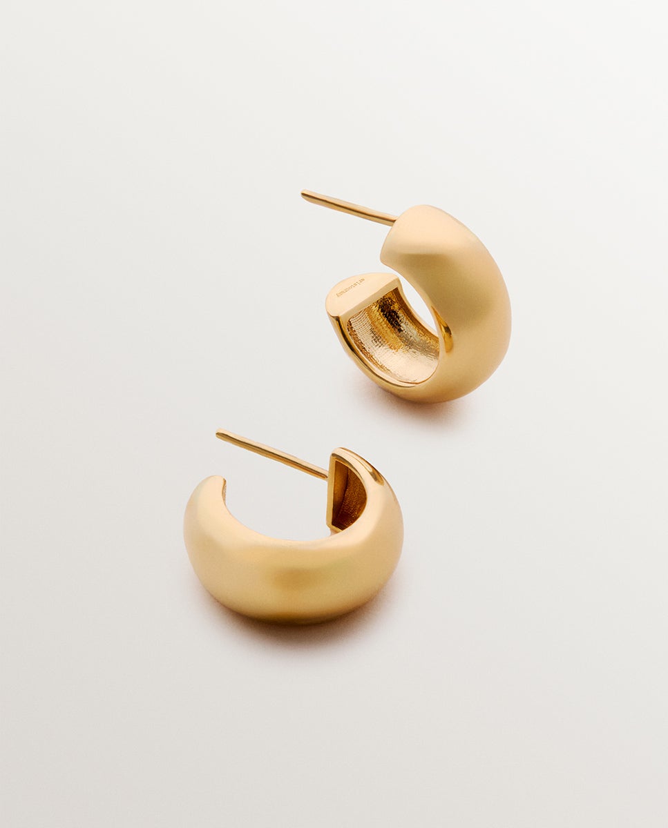 Brincos de Argola Pequenos de Prata 925 Banhada a Ouro Amarelo de 18k Ouro-3