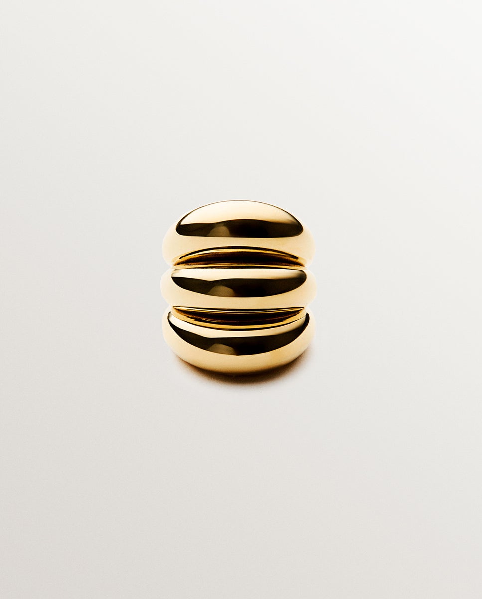 Anel Triplo de Prata 925 Banhada em Ouro Amarelo de 18k Ouro-1