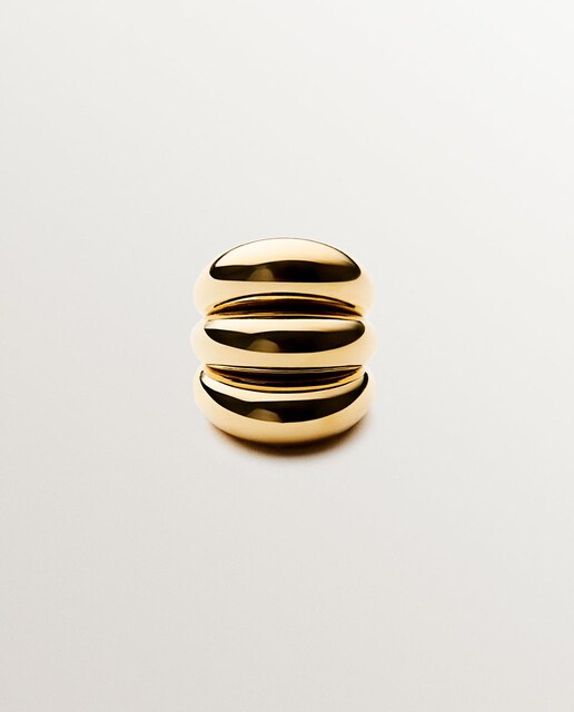Imagem 0 de Anel Triplo de Prata 925 Banhada em Ouro Amarelo de 18K