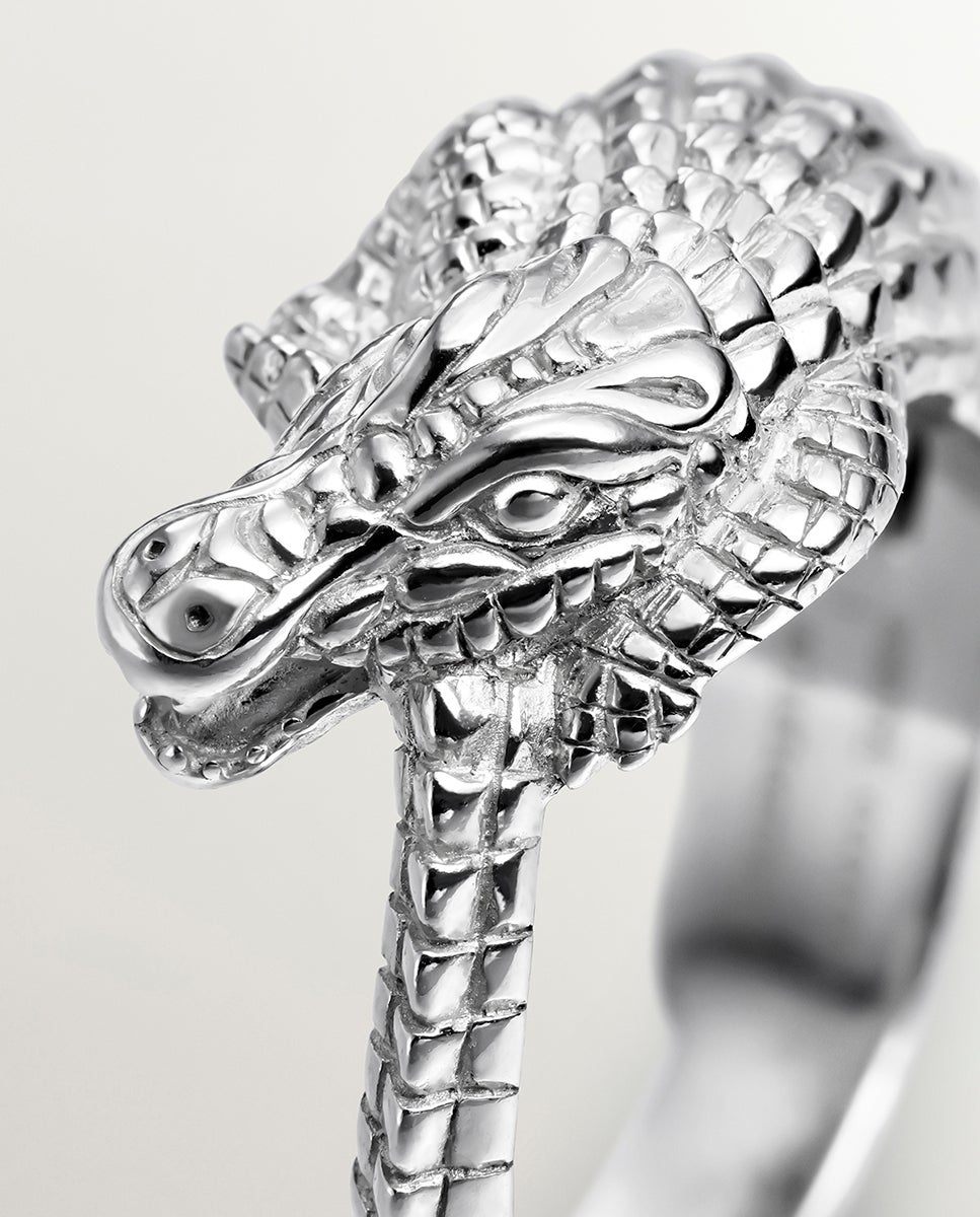 Anel de Prata 925 com Forma de Crocodilo Prata-3