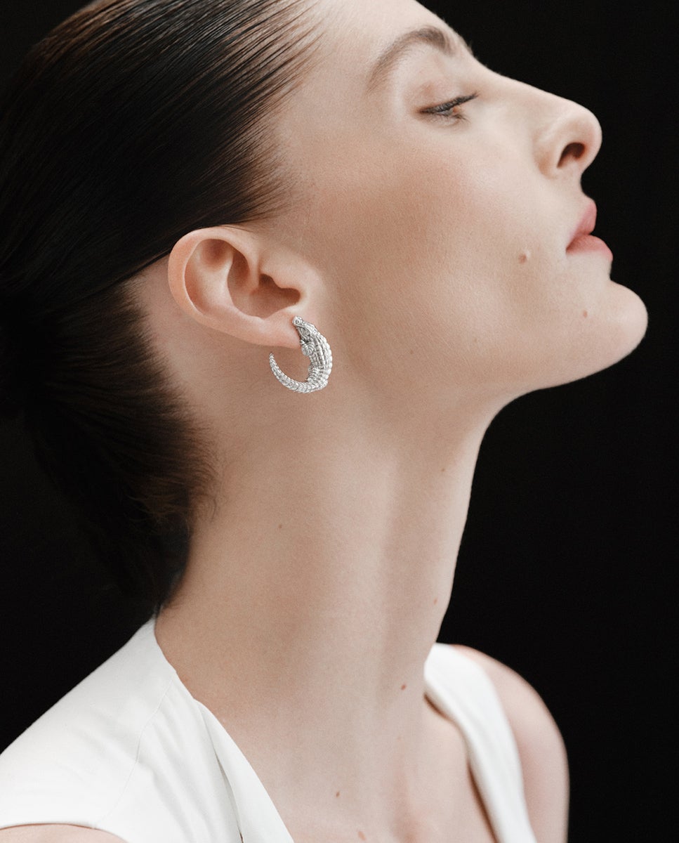 Brincos de Prata 925 com Forma de Crocodilo Prata-4