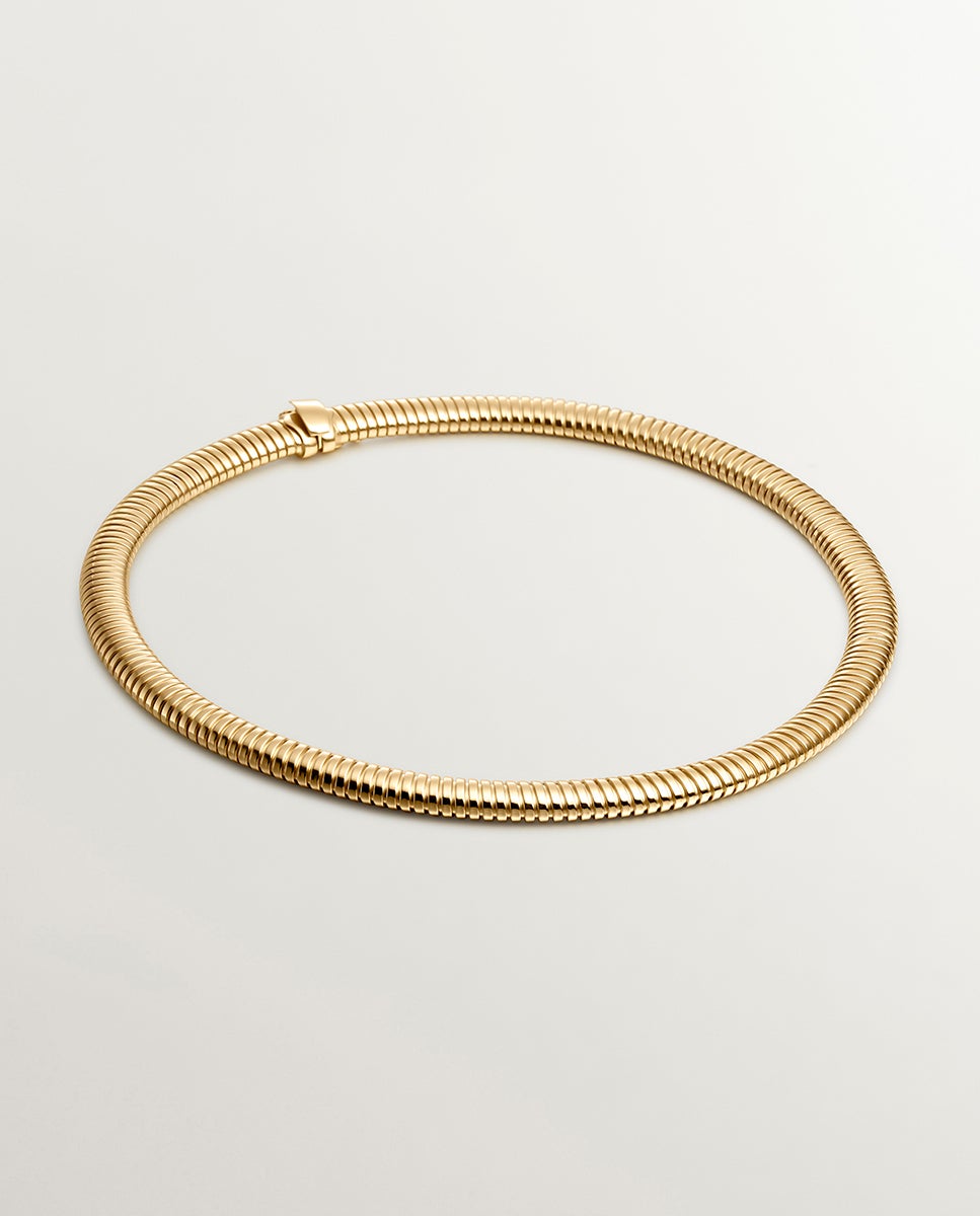 Colar Tubogas de Prata 925 Banhada em Ouro Amarelo de 18k Ouro-1