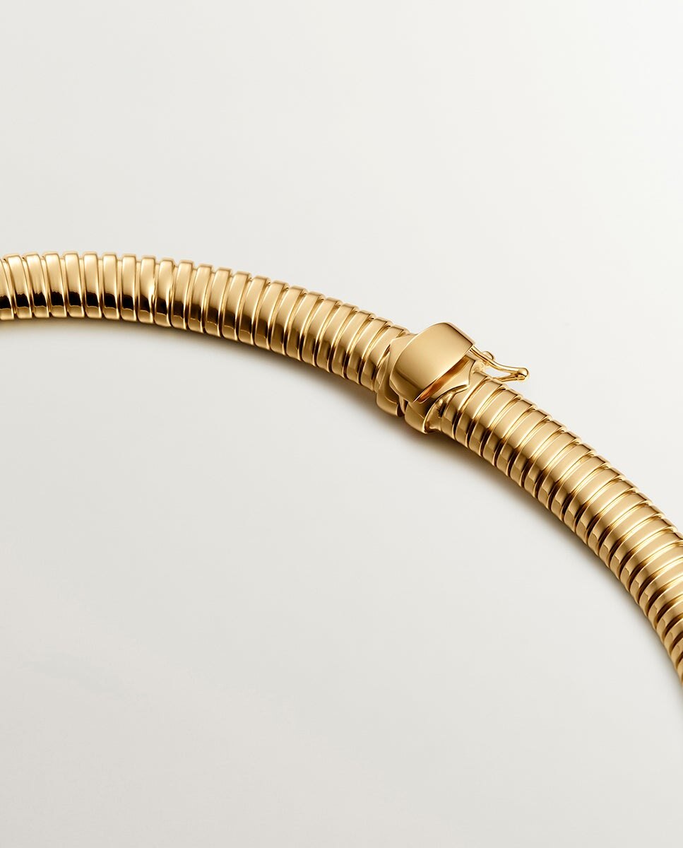 Colar Tubogas de Prata 925 Banhada em Ouro Amarelo de 18k Ouro-5
