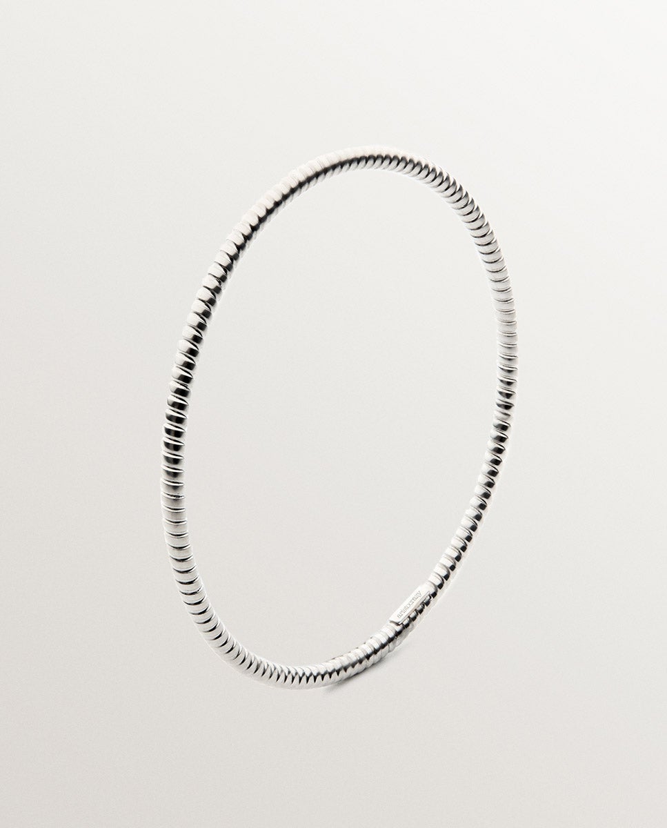 Pulseira Rígida Estilo Semanário de Prata 925 Rodiada Prata-1