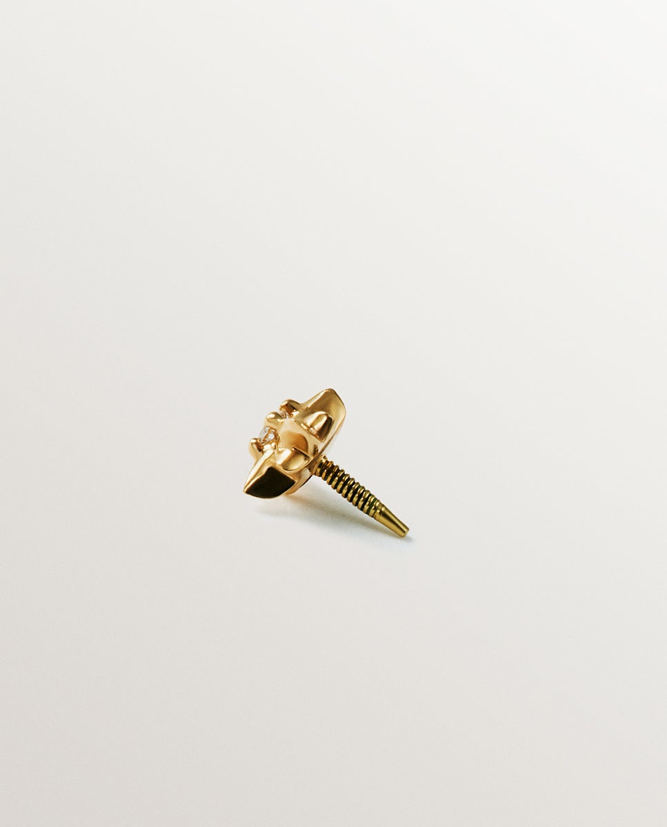 Piercing Individual de Ouro Amarelo de 18k com Diamante Branco Branco-3
