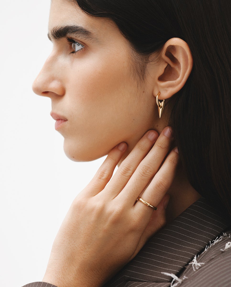 Anel de Prata 925 Banhada em Ouro Amarelo de 18k com Textura de Bambu Ouro-5