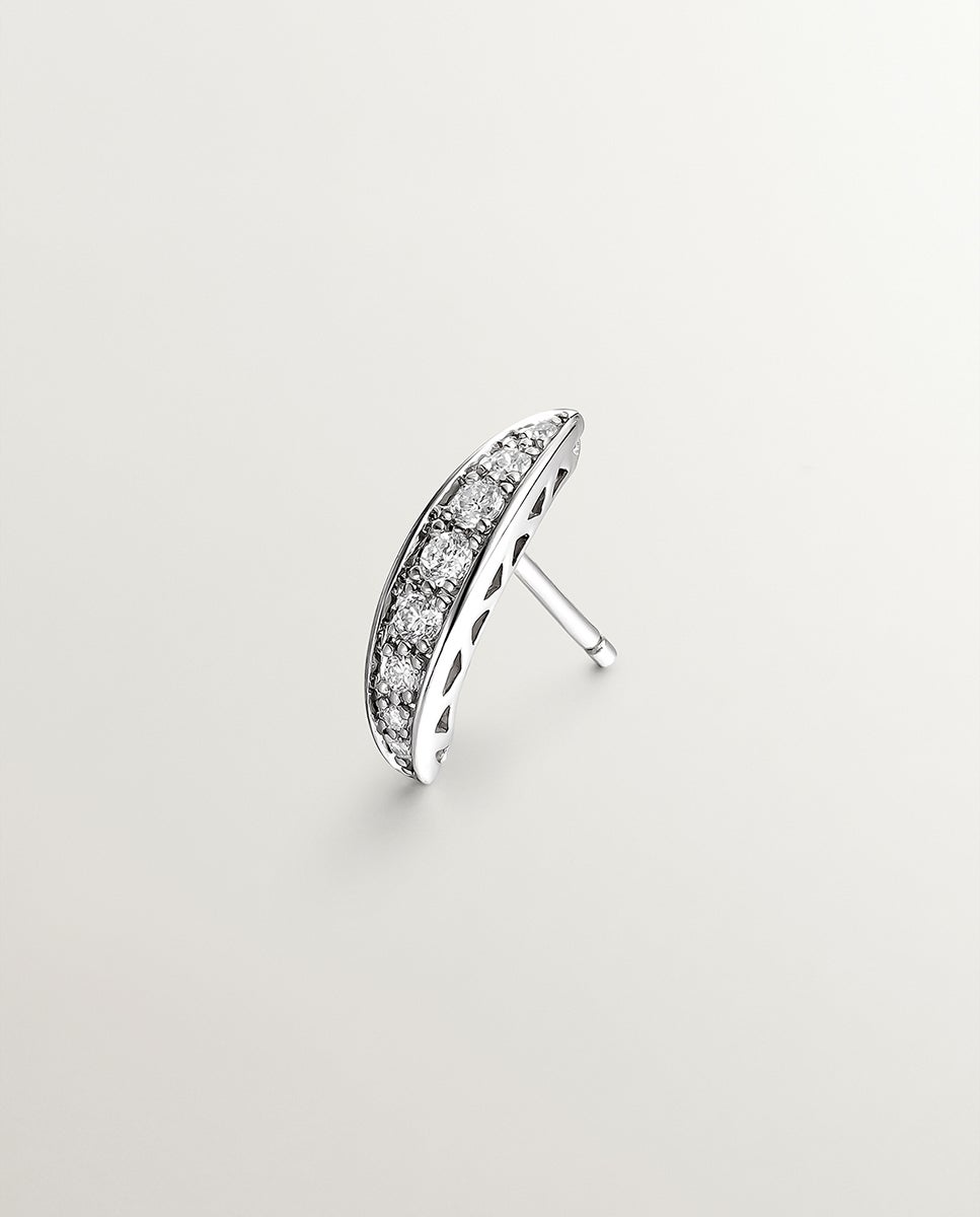 Brinco Individual de Ouro Branco 18k com Diamantes em Tamanho Brilhante Branco-1