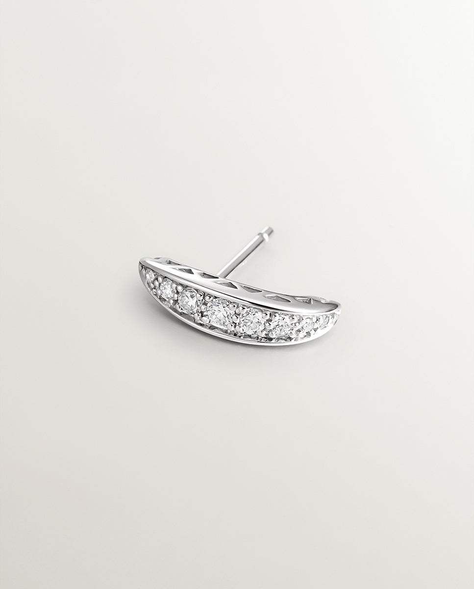 Brinco Individual de Ouro Branco 18k com Diamantes em Tamanho Brilhante Branco-5