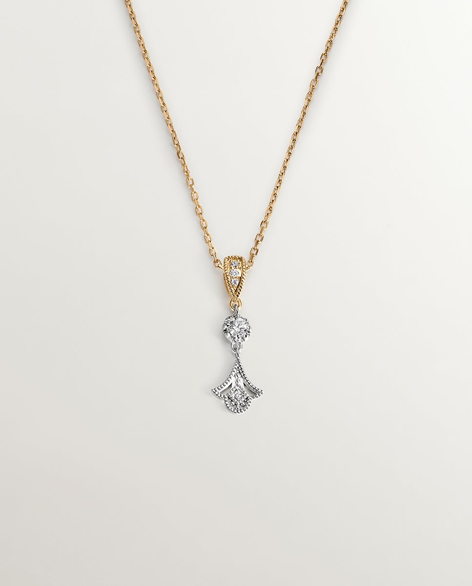 Pendente de Ouro Branco e Amarelo de 18k com Diamantes em Lapidação Brilhante Branco-1
