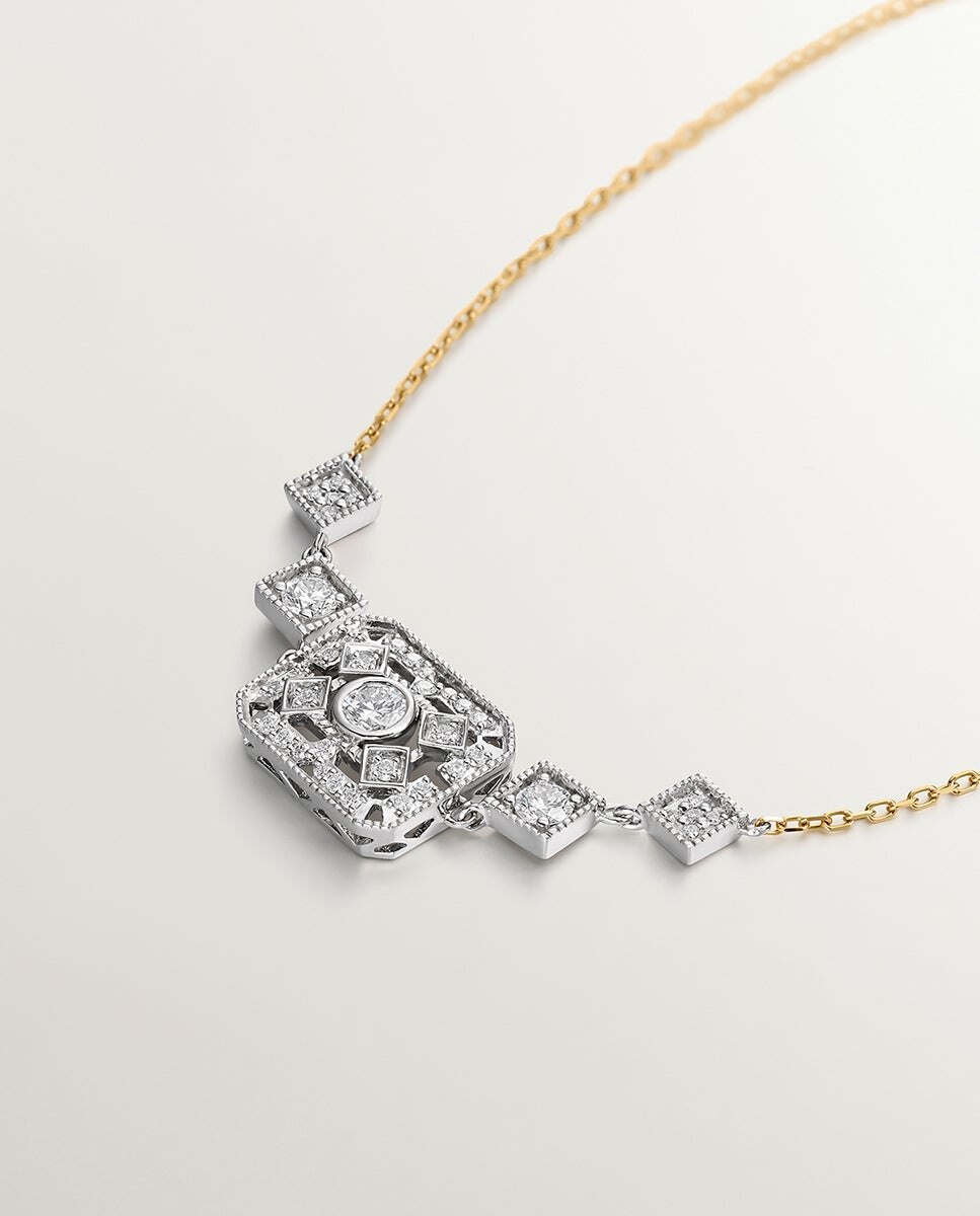 Pulseira de Ouro Branco e Amarelo de 18k com Diamantes em Tamanho Brilhante Branco-3