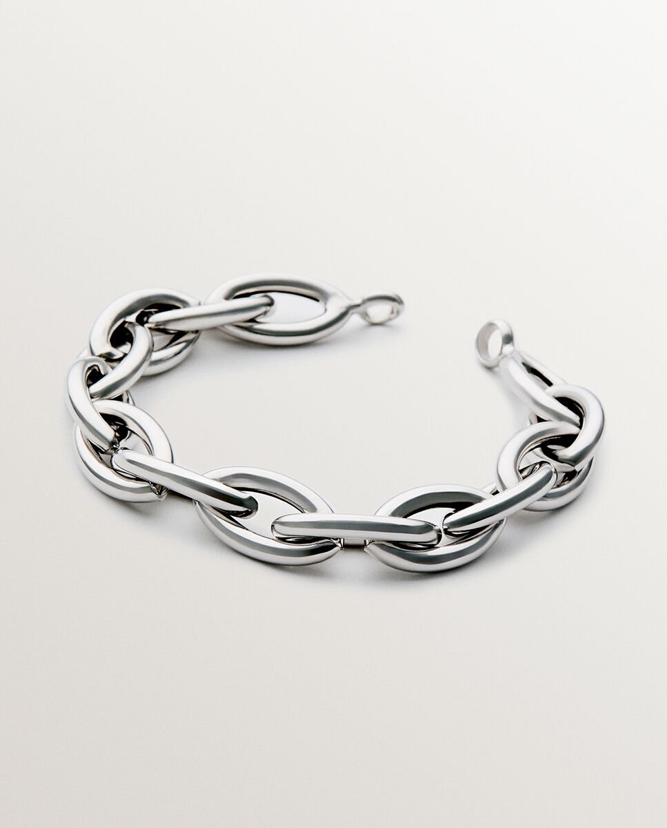 Pulseira de Prata de Elos Ovalados Prata-1