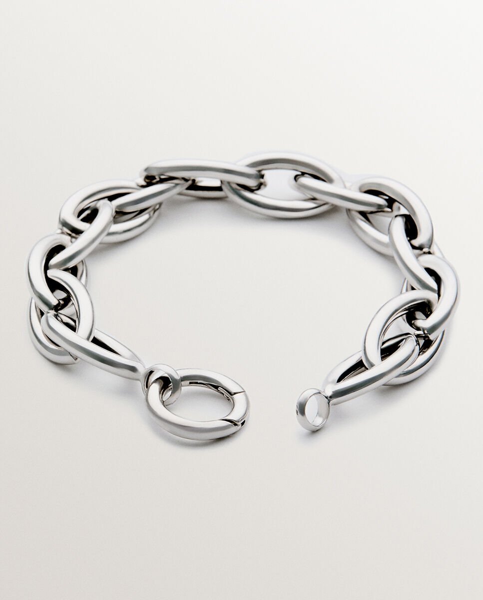 Pulseira de Prata de Elos Ovalados Prata-3