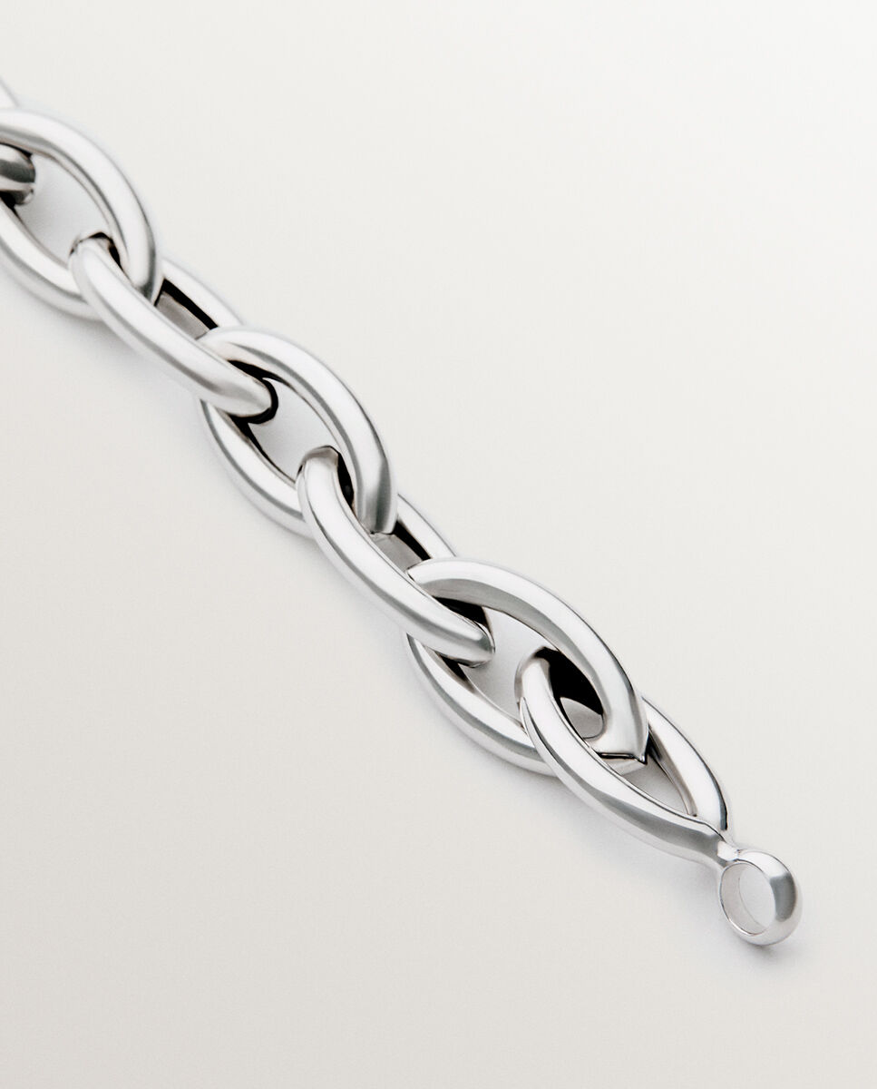 Pulseira de Prata de Elos Ovalados Prata-5