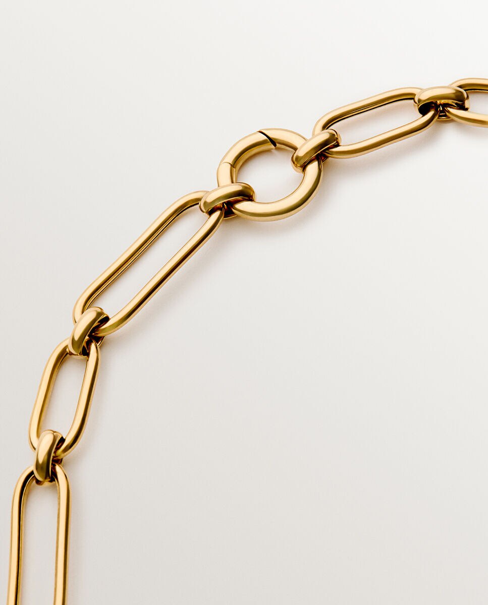 Corrente de Prata 925 Banhada em Ouro de 18K com Elos Retangulares Ouro-3