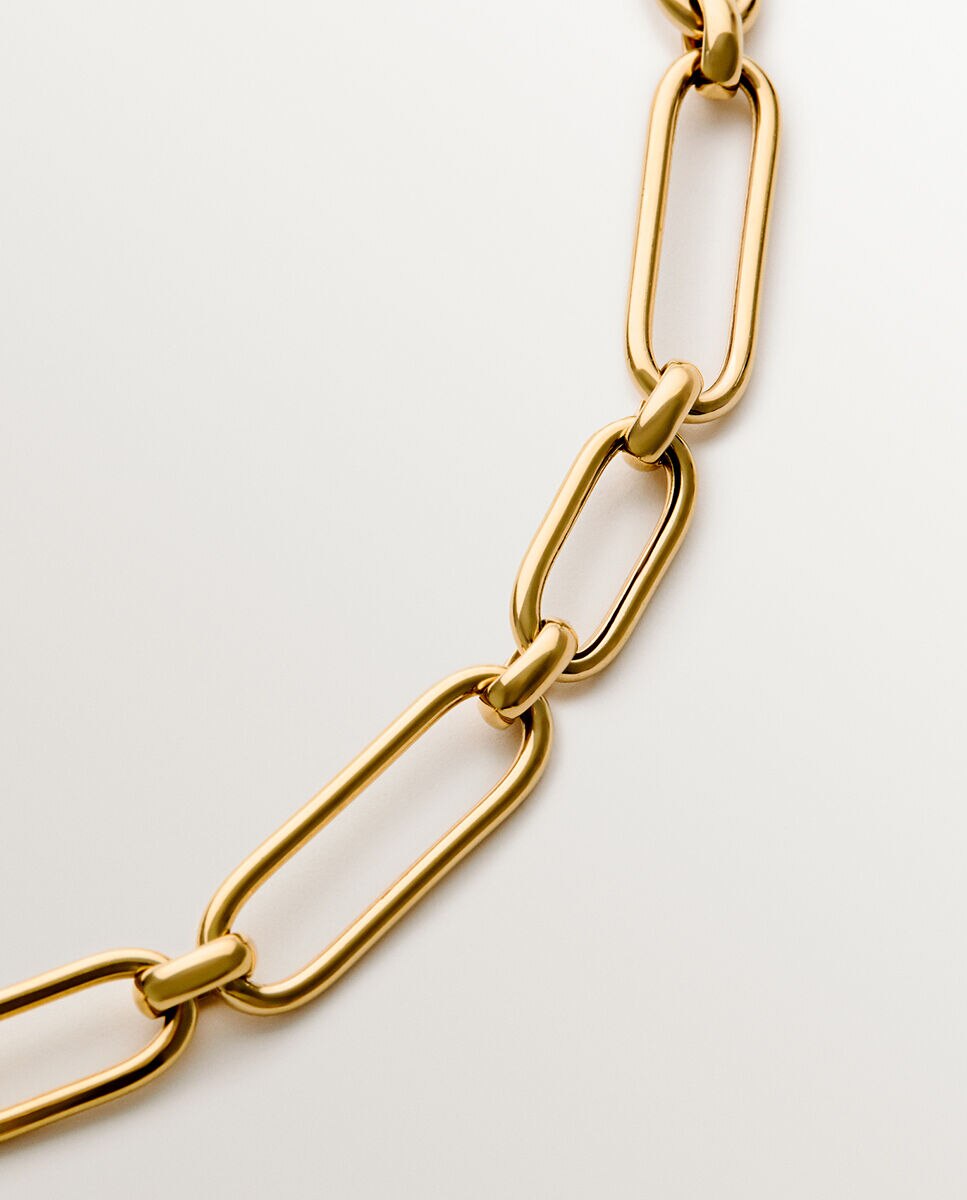 Corrente de Prata 925 Banhada em Ouro de 18K com Elos Retangulares Ouro-5