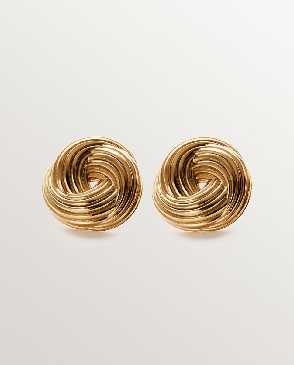 Brincos de Prata 925 Banhada em Ouro Amarelo de 18k com Textura Gallonada Ouro-1