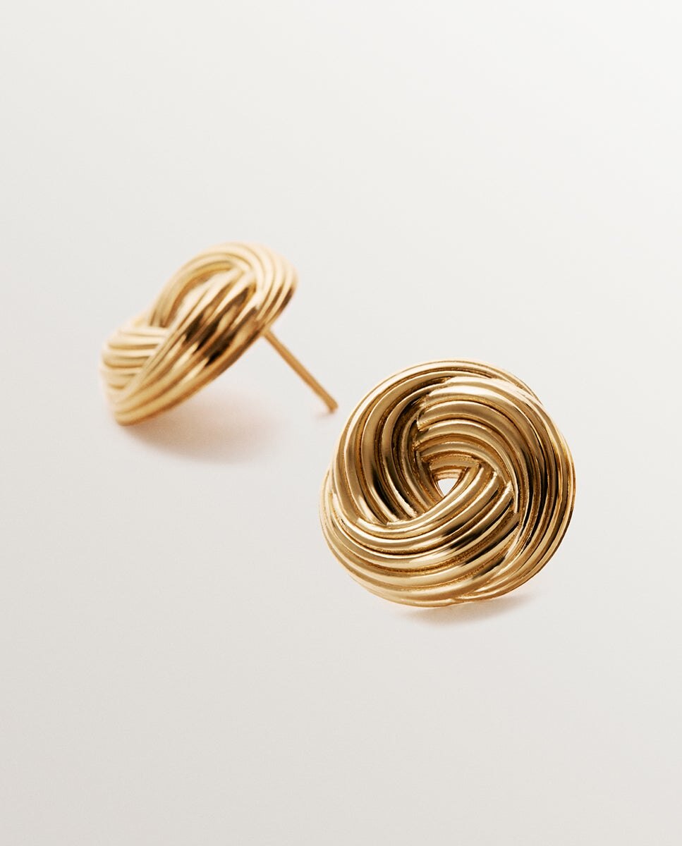 Brincos de Prata 925 Banhada em Ouro Amarelo de 18k com Textura Gallonada Ouro-3