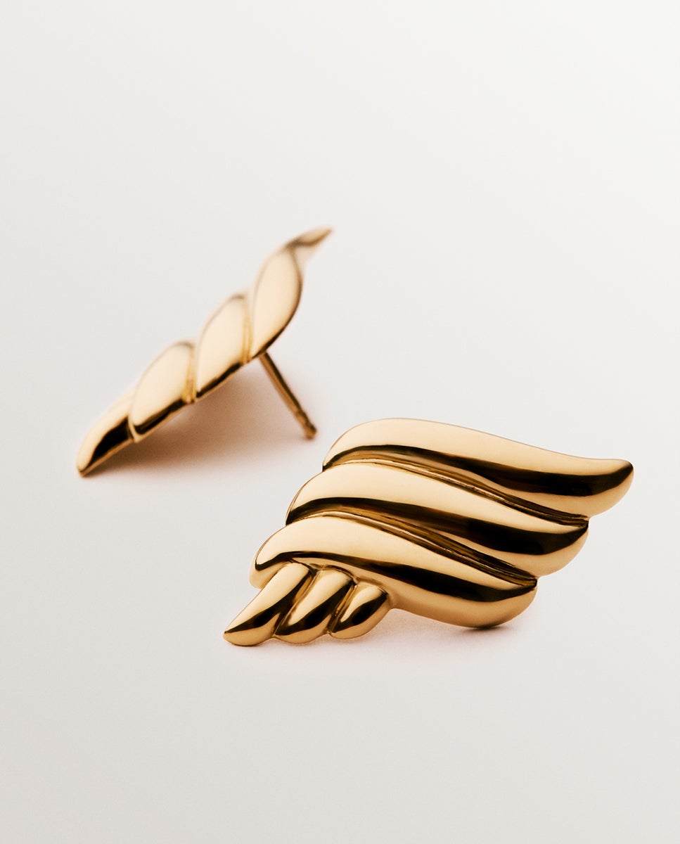 Brincos de Prata 925 Banhada em Ouro Amarelo de 18k com Forma Fluida Ouro-3