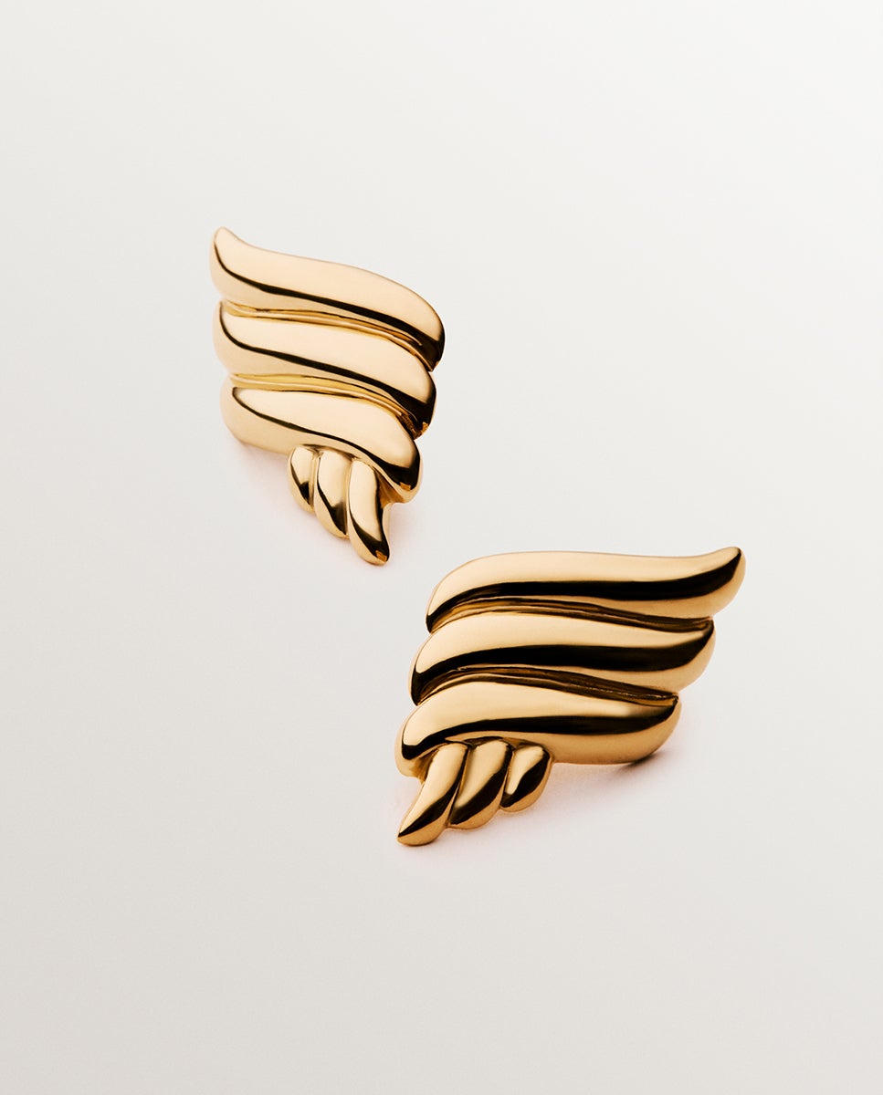 Brincos de Prata 925 Banhada em Ouro Amarelo de 18k com Forma Fluida Ouro-5