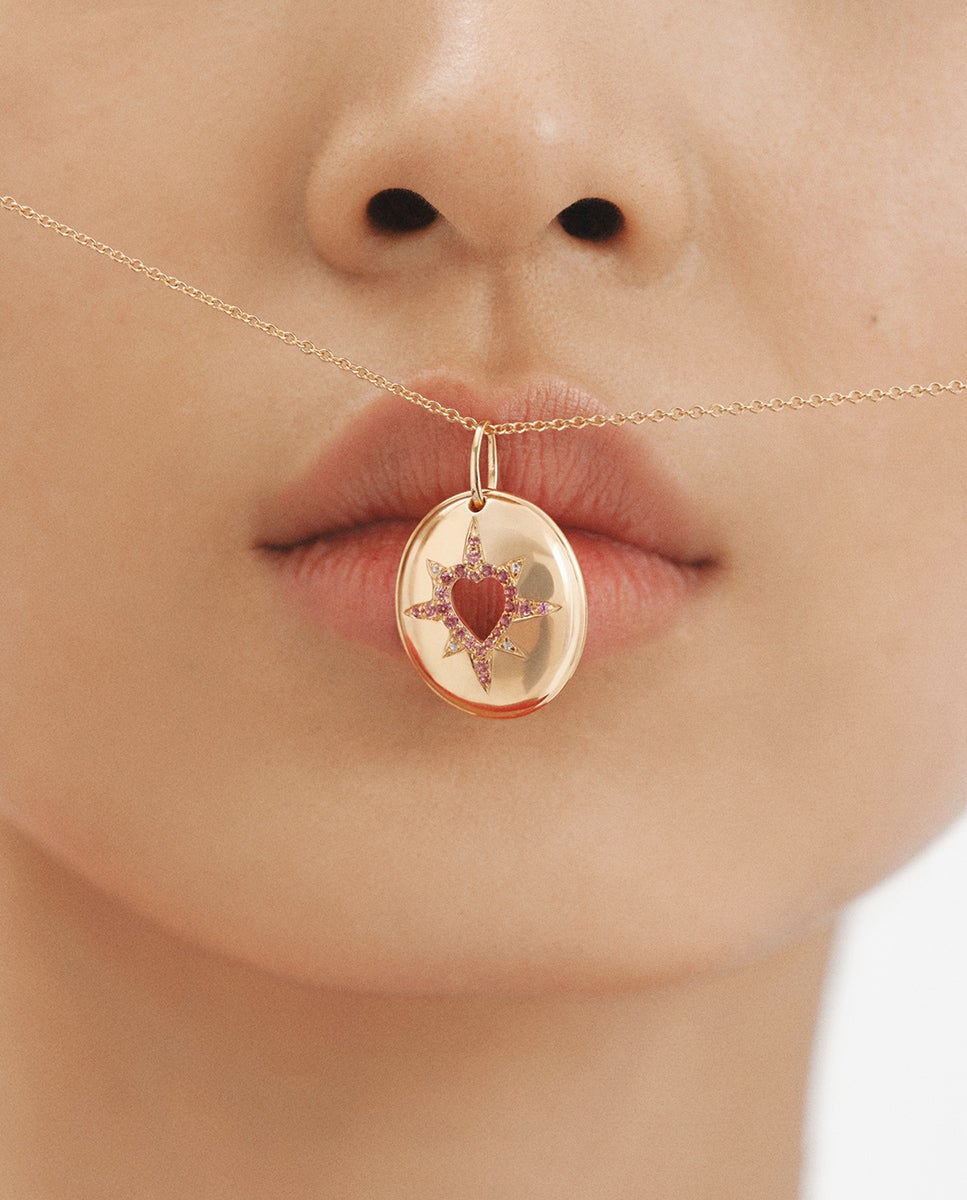 Charm de Prata 925 Banhada em Ouro Amarelo de 18k com Rodolitas Roxas e Topázios Brancos Roxo-2