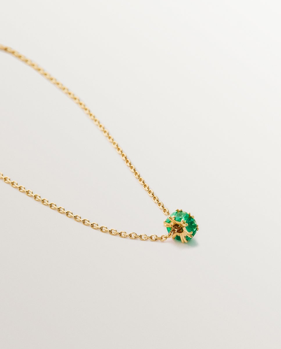Pendente de Ouro Amarelo 9k com Esmeraldas Verde-2