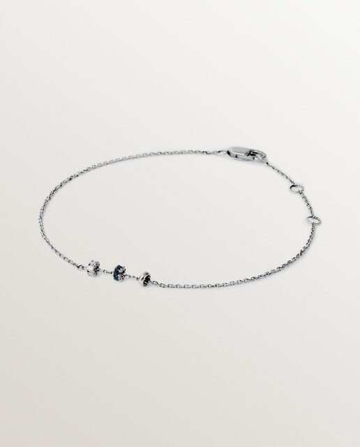 Imagem 0 de Pulseira em Ouro Branco de 9k com Safiras Azuis e Diamantes