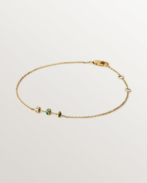 Imagem 0 de Pulseira em Ouro Amarelo de 9k com Esmeraldas e Diamantes