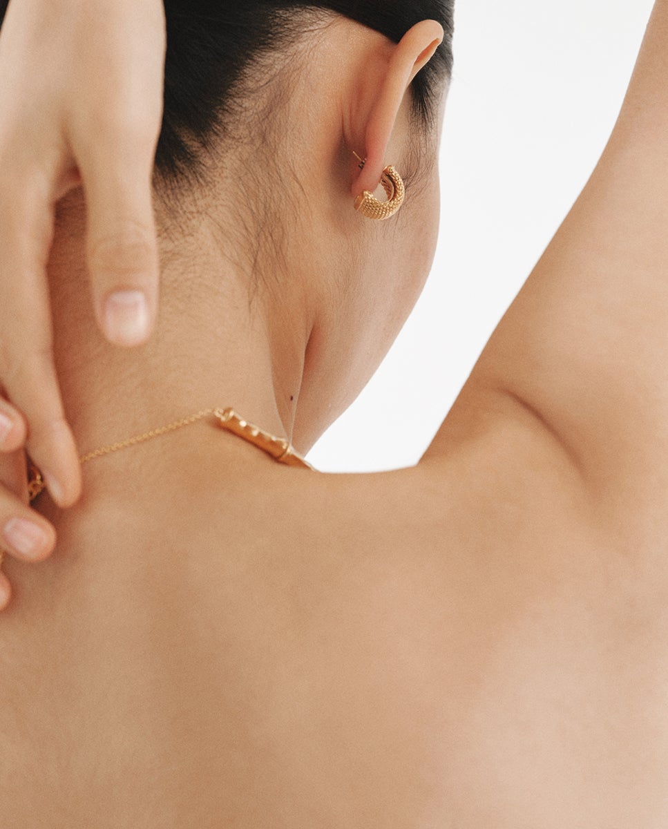 Brincos de Argola em Prata 925 Banhada em Ouro Amarelo de 18k com Malha Ouro-2