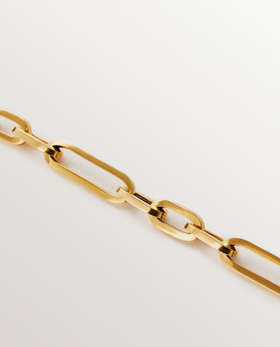 Pulseira de Corrente Elos de Prata 925 Banhada a Ouro Amarelo de 18k Ouro-5