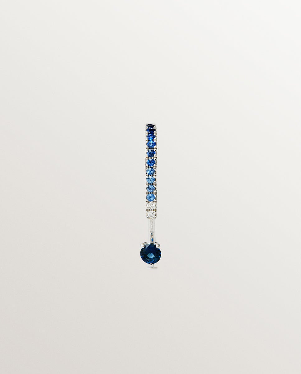 Imagem 0 de Pendente Individual de Ouro Branco de 9k com Safiras Azuis e Diamantes