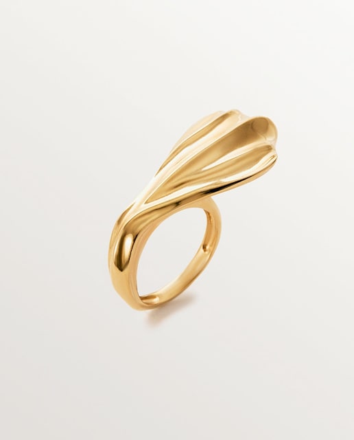 Imagem 0 de Anel de Prata 925 Banhada em Ouro Amarelo de 18k com Textura