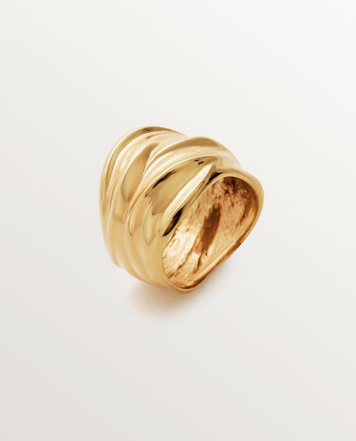 Imagem 0 de Anel Largo de Prata 925 Banhada em Ouro Amarelo de 18k