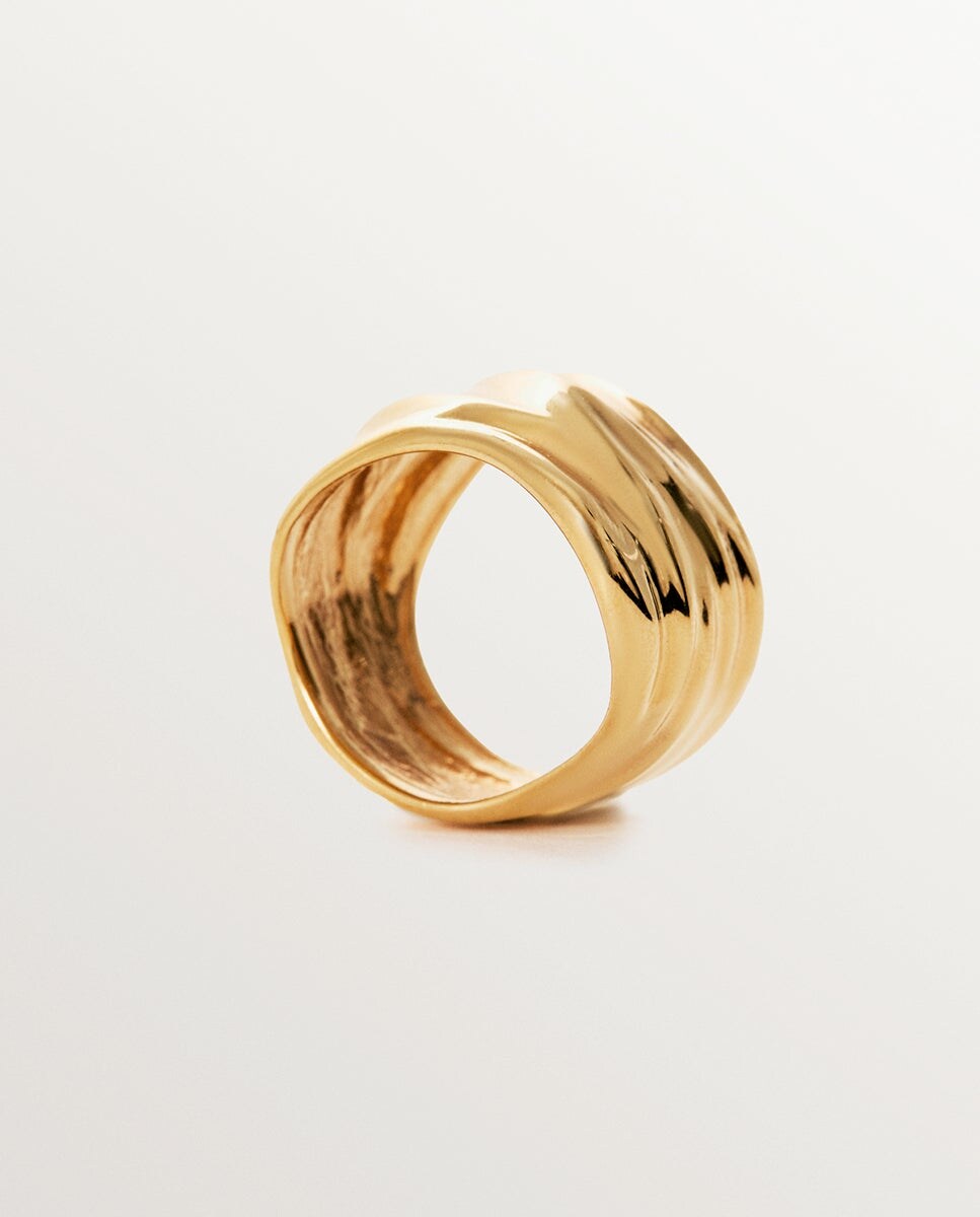 Anel Largo de Prata 925 Banhada em Ouro Amarelo de 18k Ouro-5