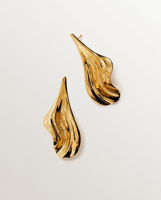 Imagem 0 de Brincos de Prata 925 Banhada em Ouro Amarelo de 18k com Textura
