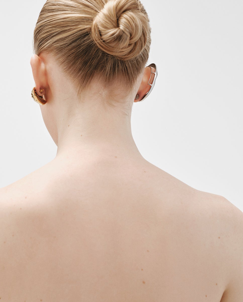 Brincos Earcuff de Prata 925 com Textura Prata-6