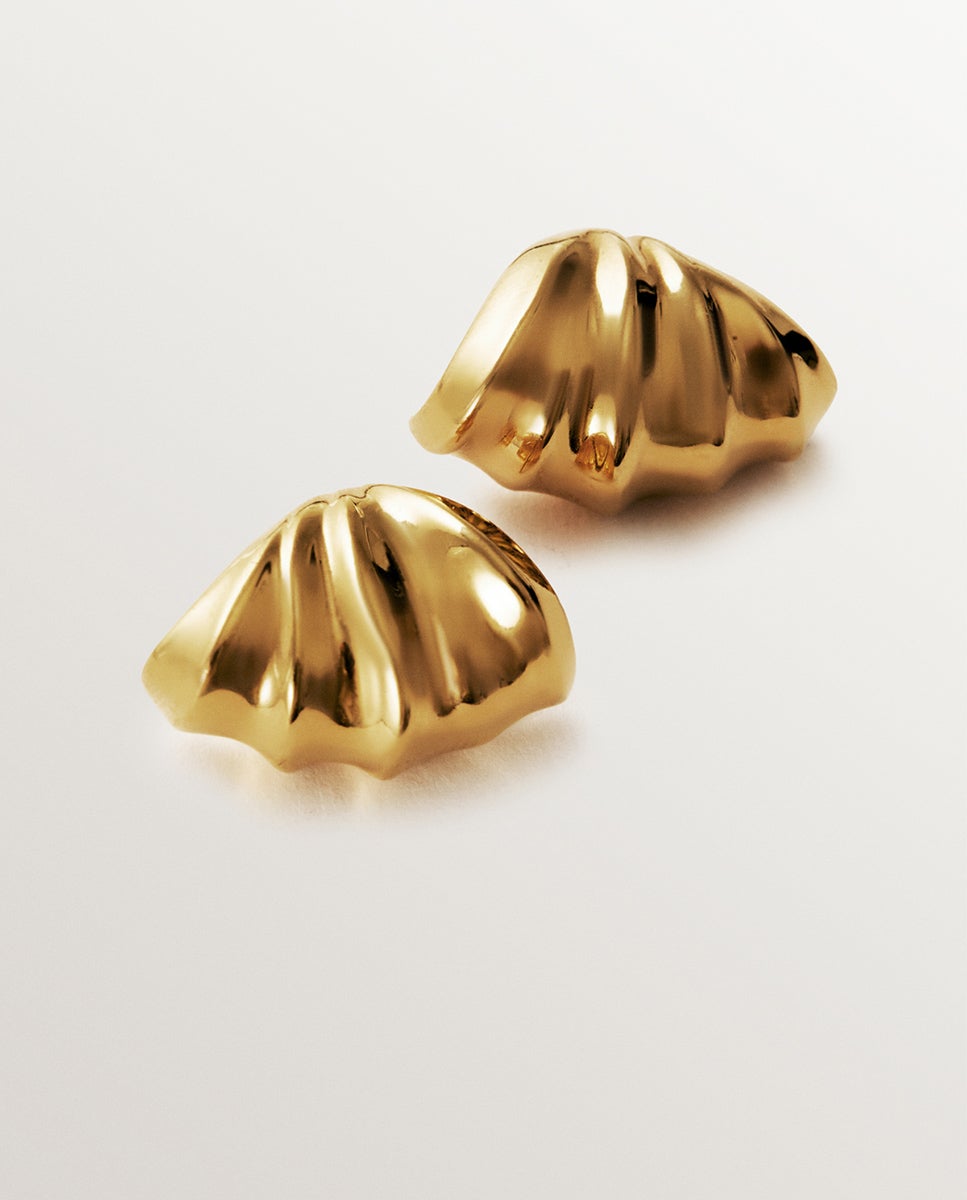Brincos de Prata 925 Banhada a Ouro Amarelo de 18k com Textura Ouro-3
