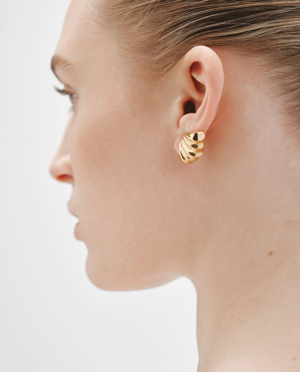 Brincos de Prata 925 Banhada a Ouro Amarelo de 18k com Textura Ouro-4