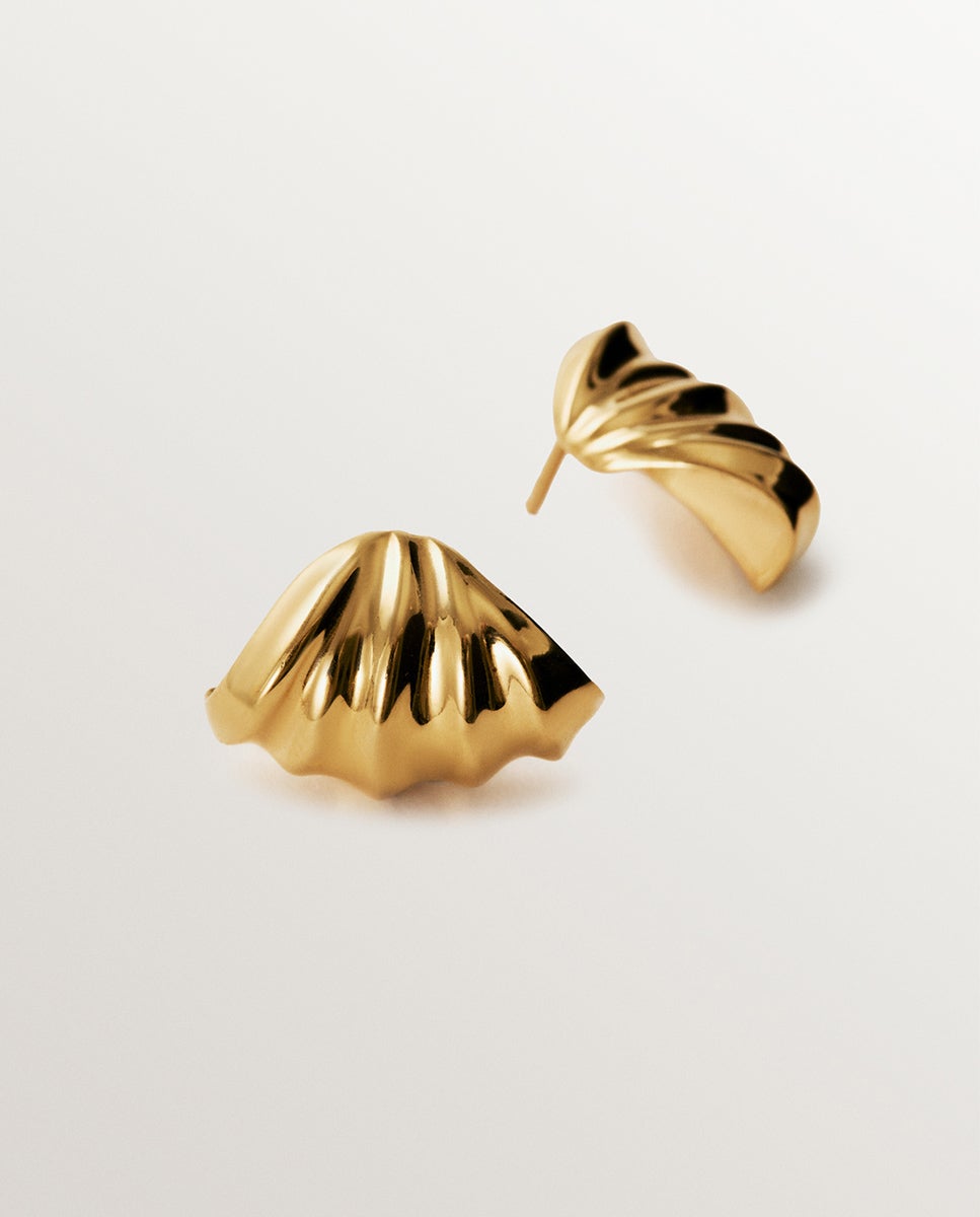 Brincos de Prata 925 Banhada a Ouro Amarelo de 18k com Textura Ouro-5