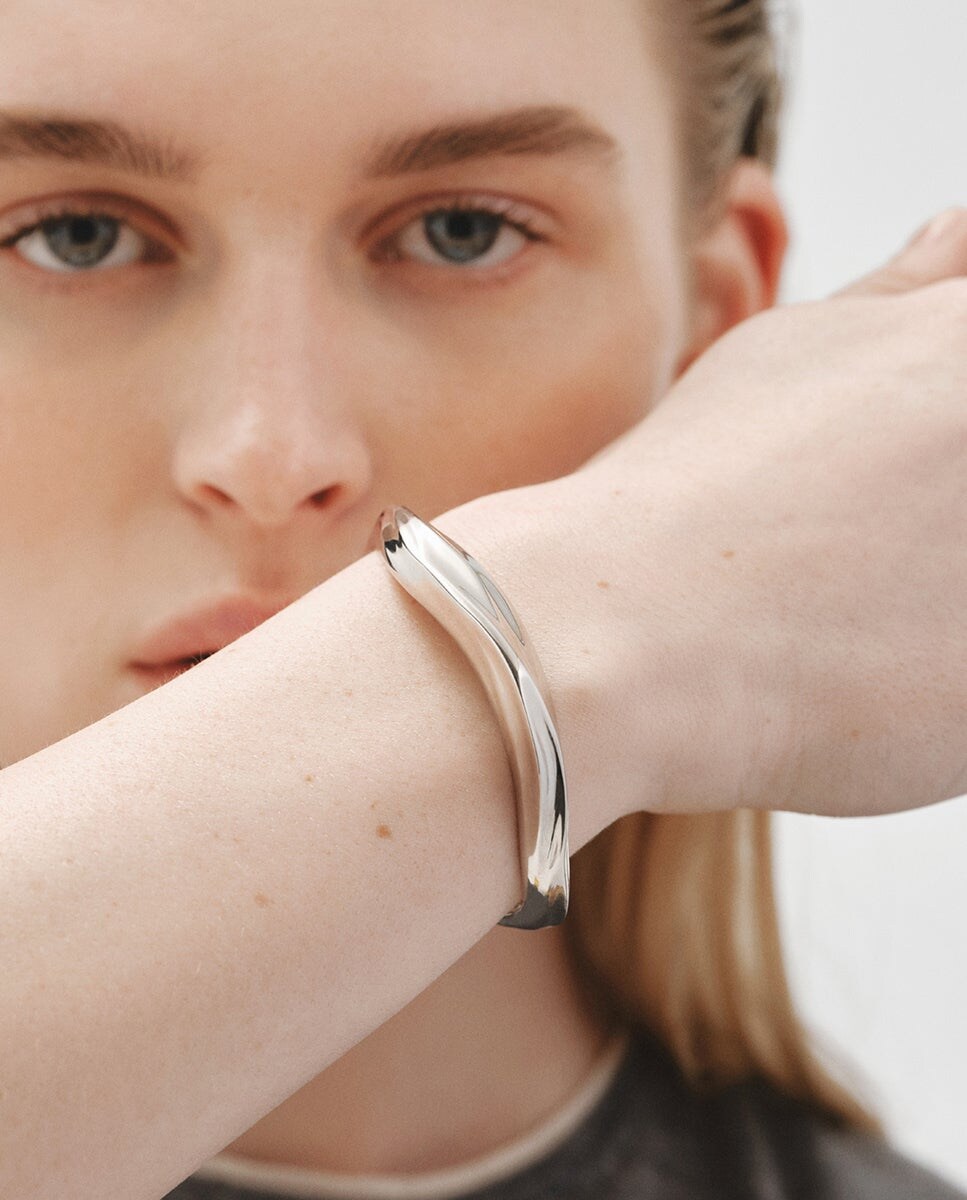 Pulseira Rígida de Prata 925 com Textura Prata-4