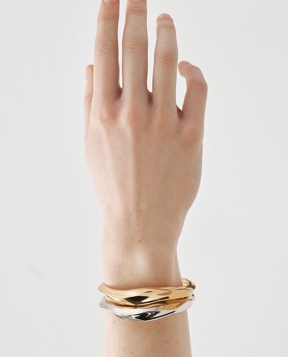 Pulseira Rígida de Prata 925 com Textura Prata-5