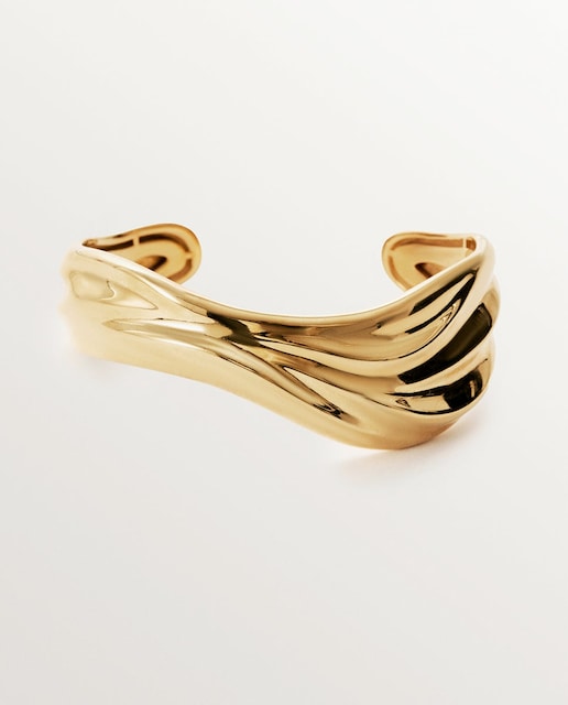 Imagem 0 de Pulseira Rígida de Prata 925 Banhada em Ouro Amarelo de 18k com Textura