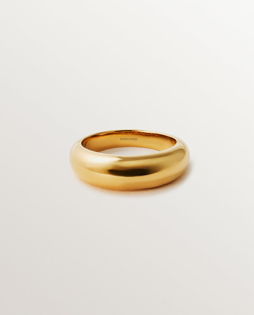 Anel Abombado de Prata 925 Banhada em Ouro Amarelo de 18k Ouro-3