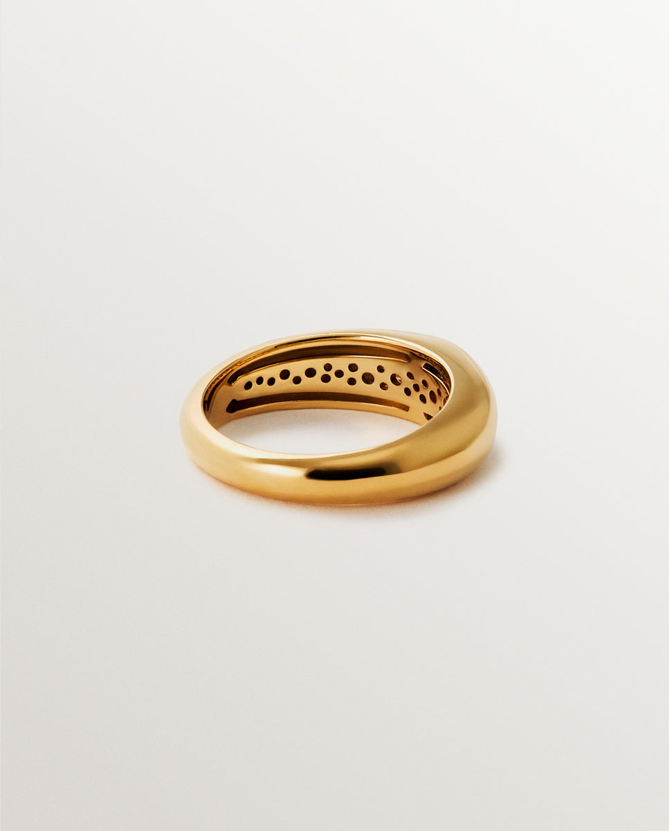 Anel Abombado de Prata 925 Banhada em Ouro Amarelo de 18k Ouro-5