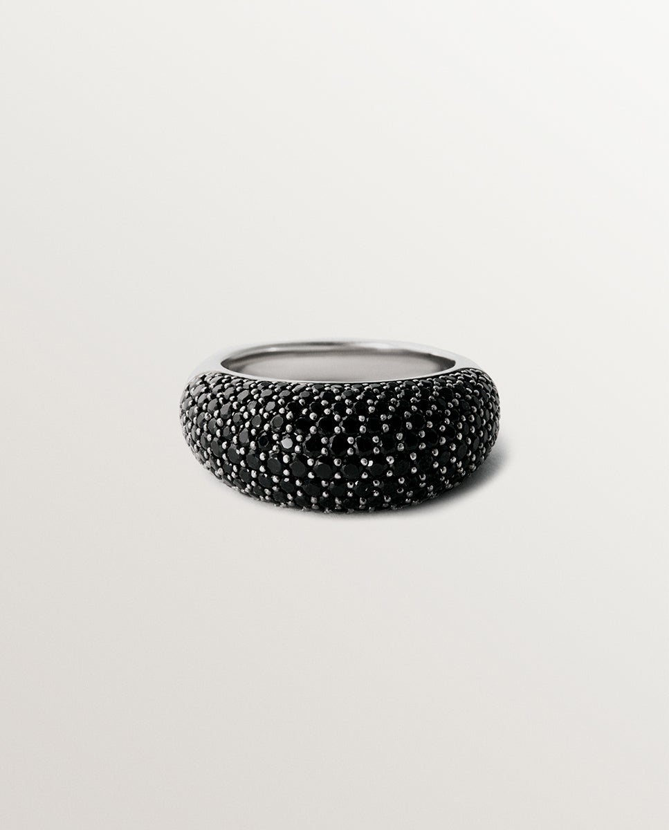 Anel de Prata 925 com Pavé de Espinelas Negras Preto-2