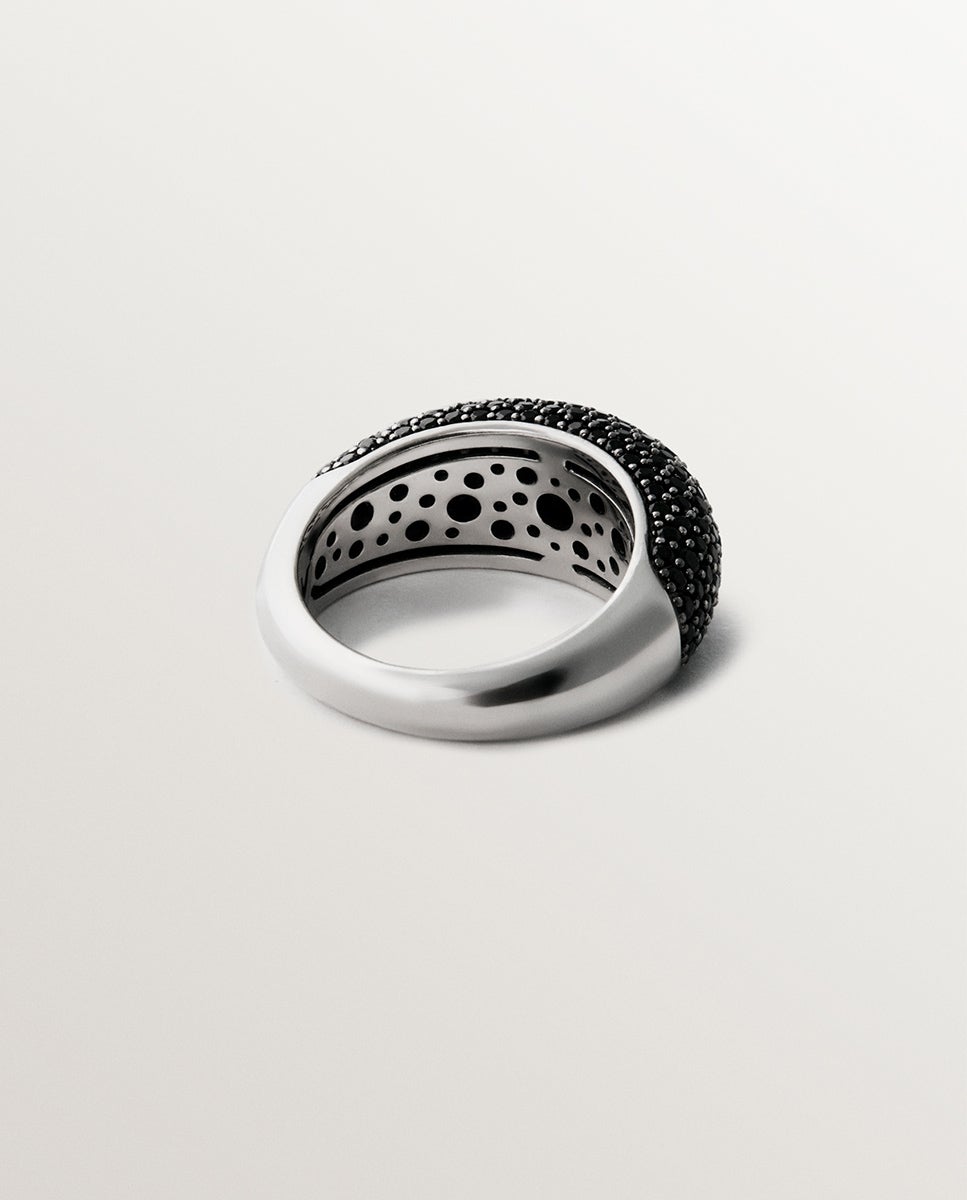 Anel de Prata 925 com Pavé de Espinelas Negras Preto-3